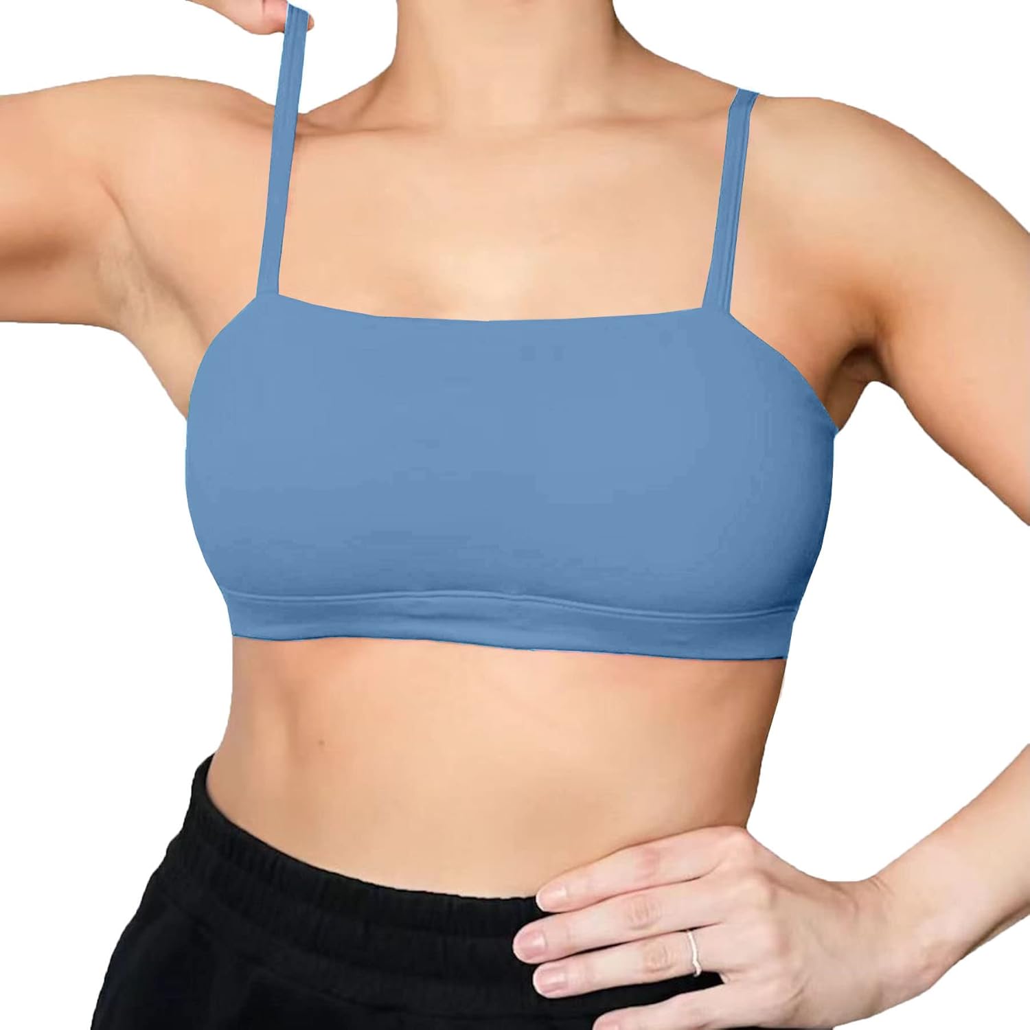 Aoxjox Womens Workout Bandeau Sports Bras Training Fitness Running Yoga Crop Tank TopSteel Blue