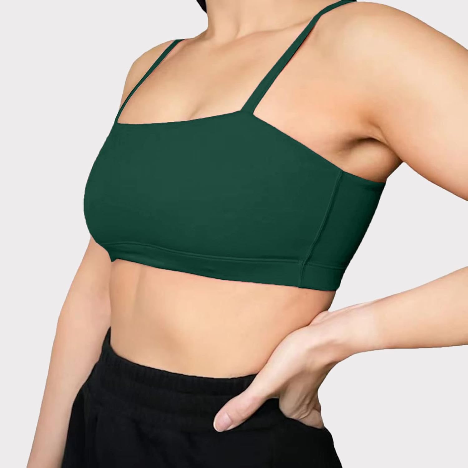 Aoxjox Womens Workout Bandeau Sports Bras Training Fitness Running Yoga Crop Tank TopStorm Green