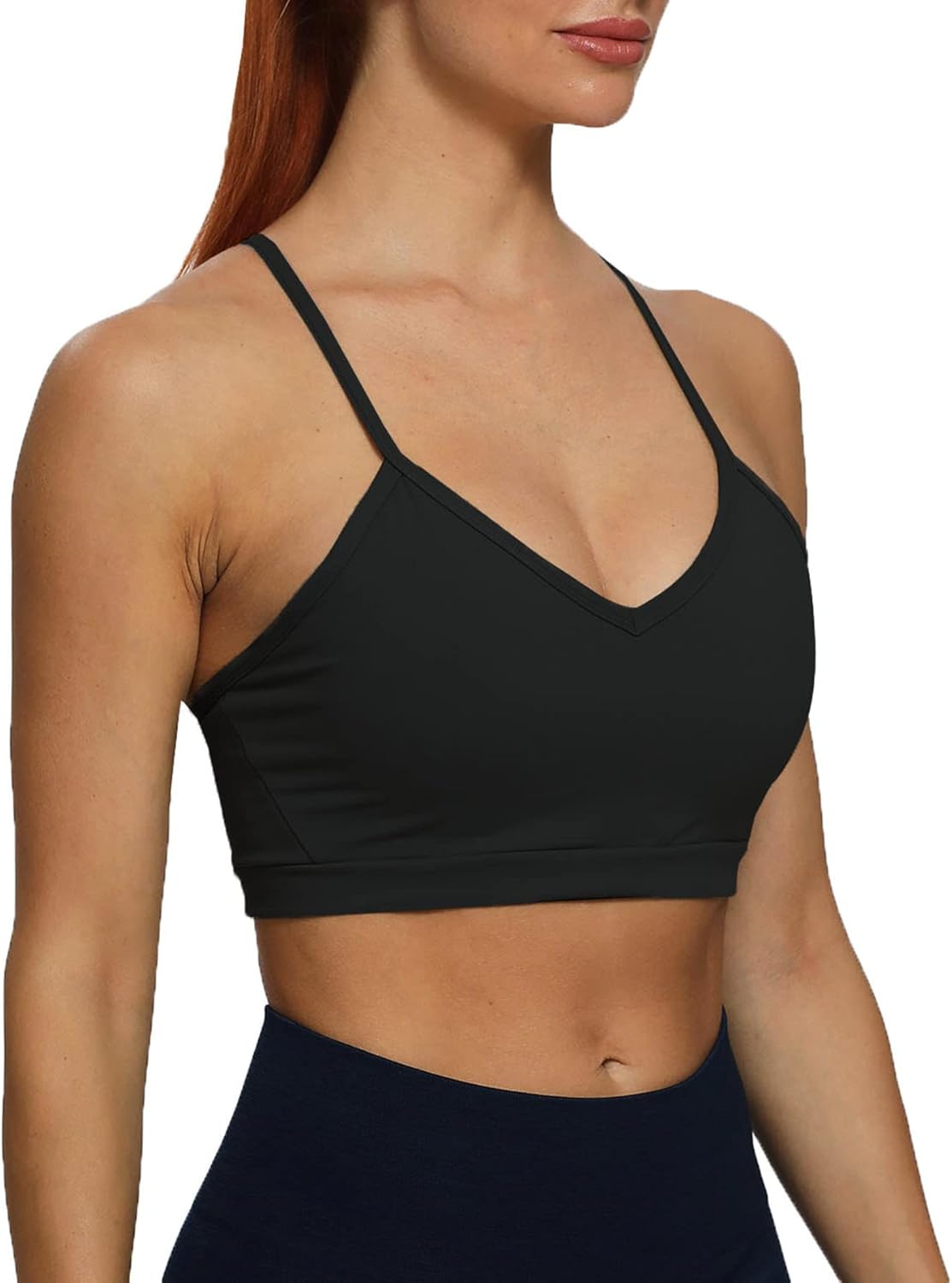 Aoxjox Womens Workout Sports Bras Fitness Backless Padded Cassie Convertible Strappy Bra Yoga Crop Tank TopBlack