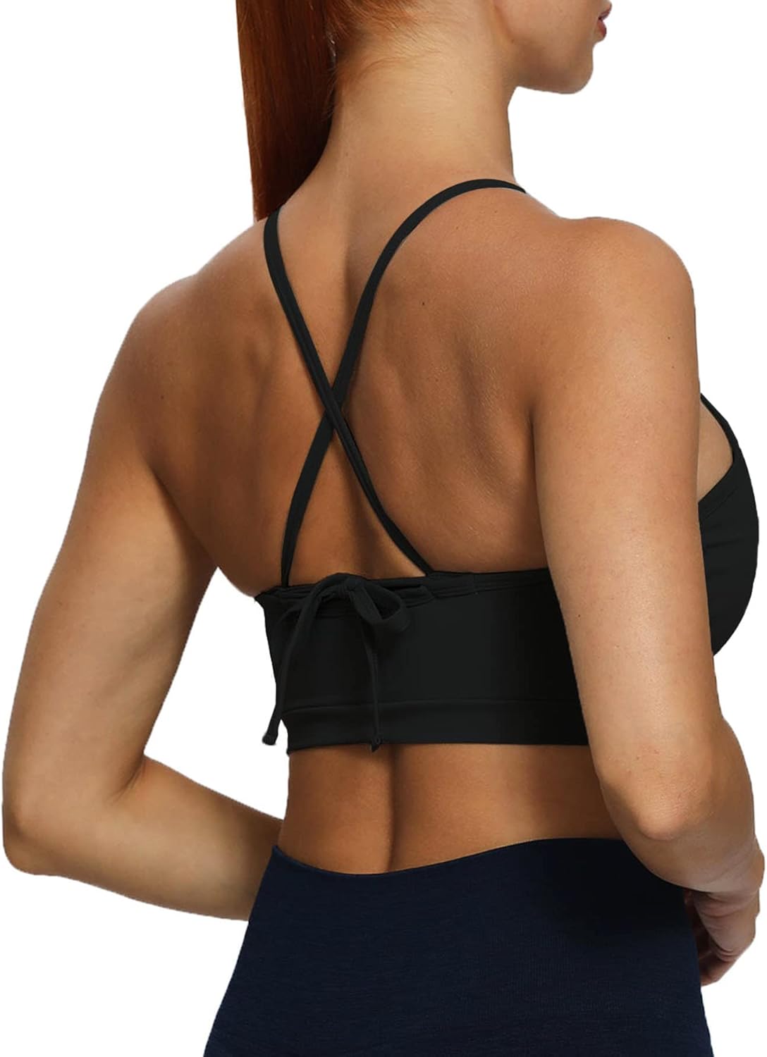 Aoxjox Womens Workout Sports Bras Fitness Backless Padded Cassie Convertible Strappy Bra Yoga Crop Tank TopBlack