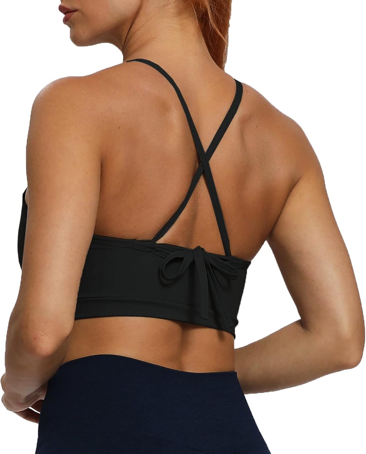 Aoxjox Womens Workout Sports Bras Fitness Backless Padded Cassie Convertible Strappy Bra Yoga Crop Tank TopBlack