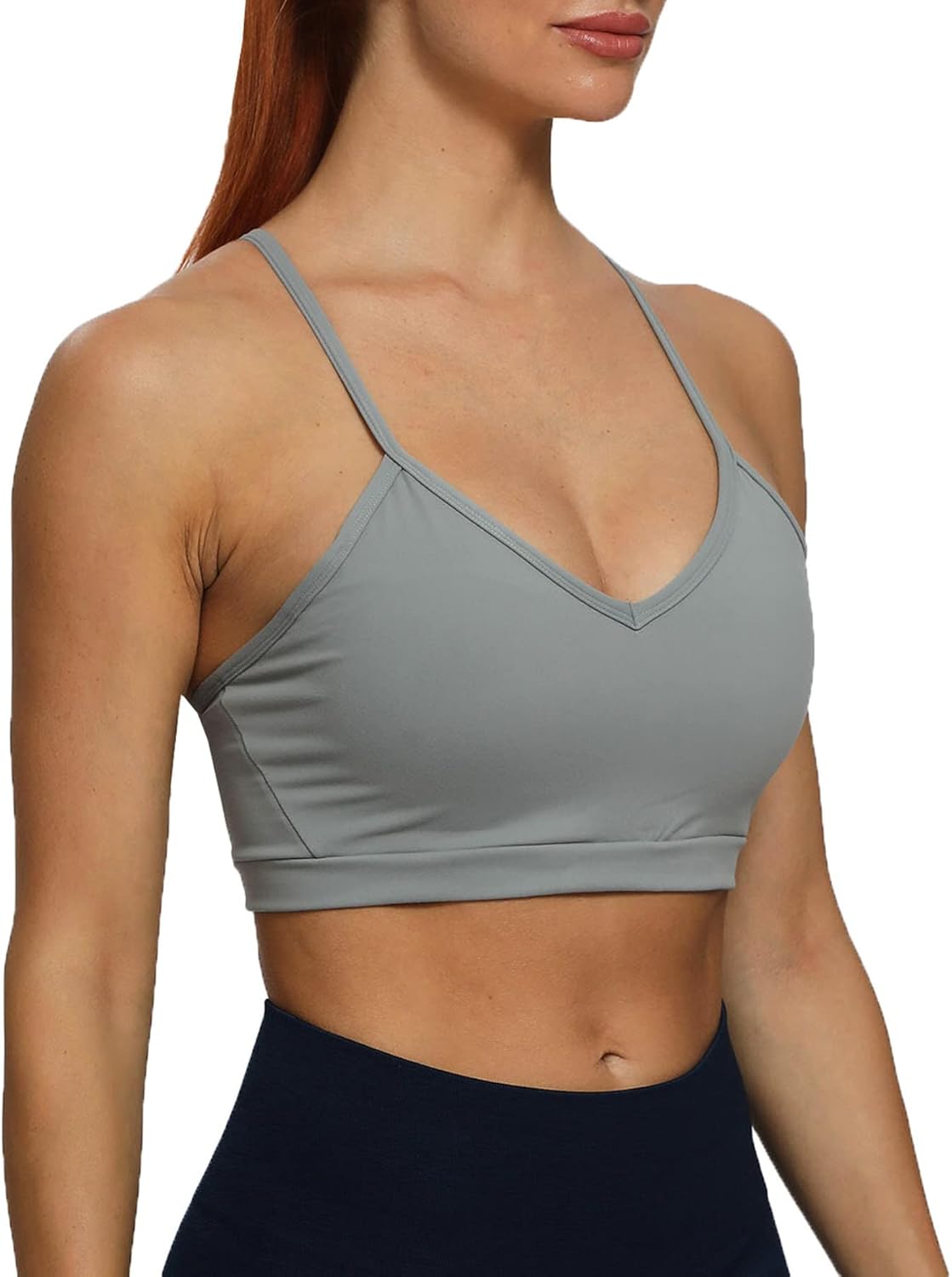 Aoxjox Womens Workout Sports Bras Fitness Backless Padded Cassie Convertible Strappy Bra Yoga Crop Tank TopGrey
