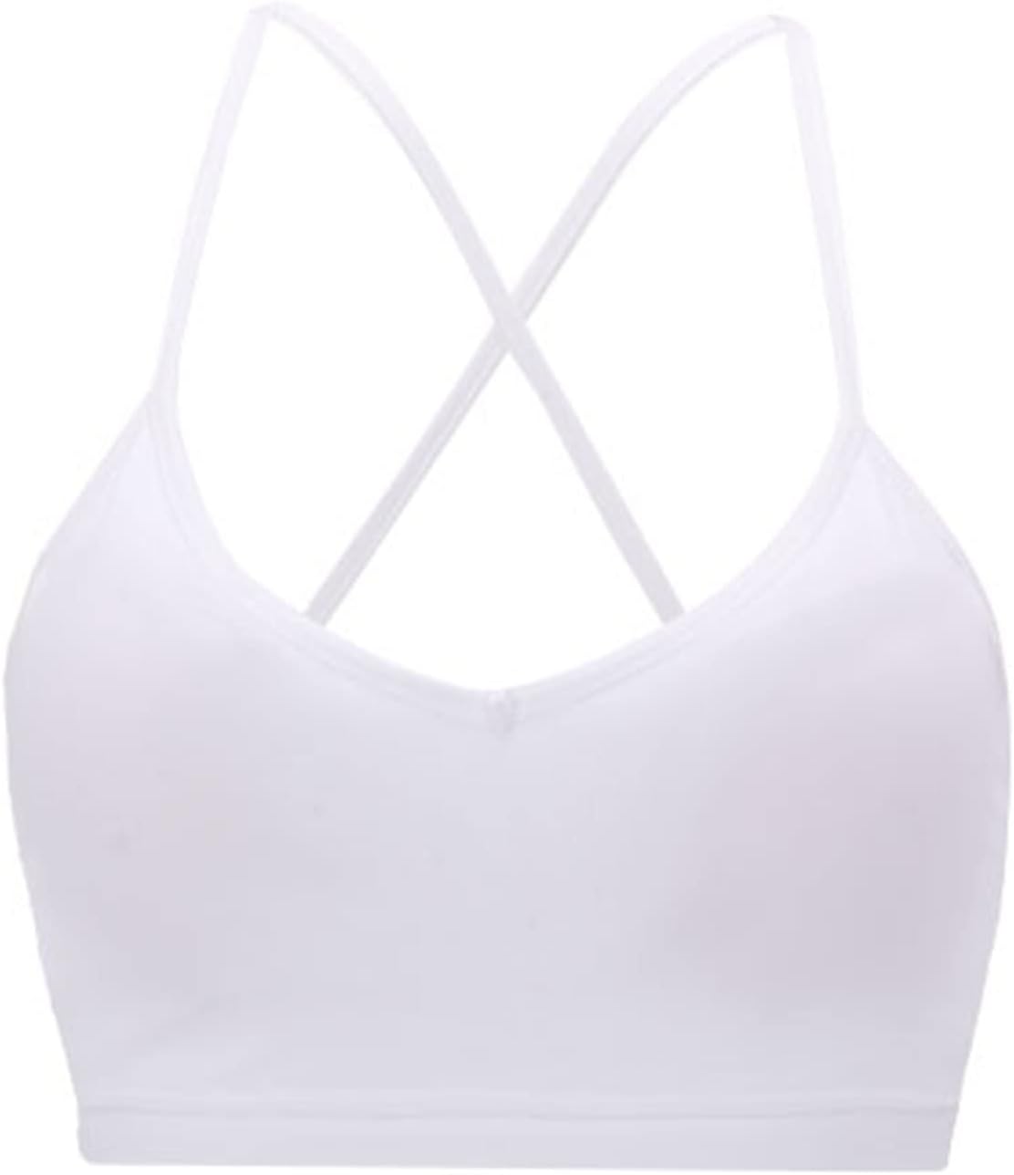 Aoxjox Womens Workout Sports Bras Fitness Backless Padded Cassie Convertible Strappy Bra Yoga Crop Tank TopWhite