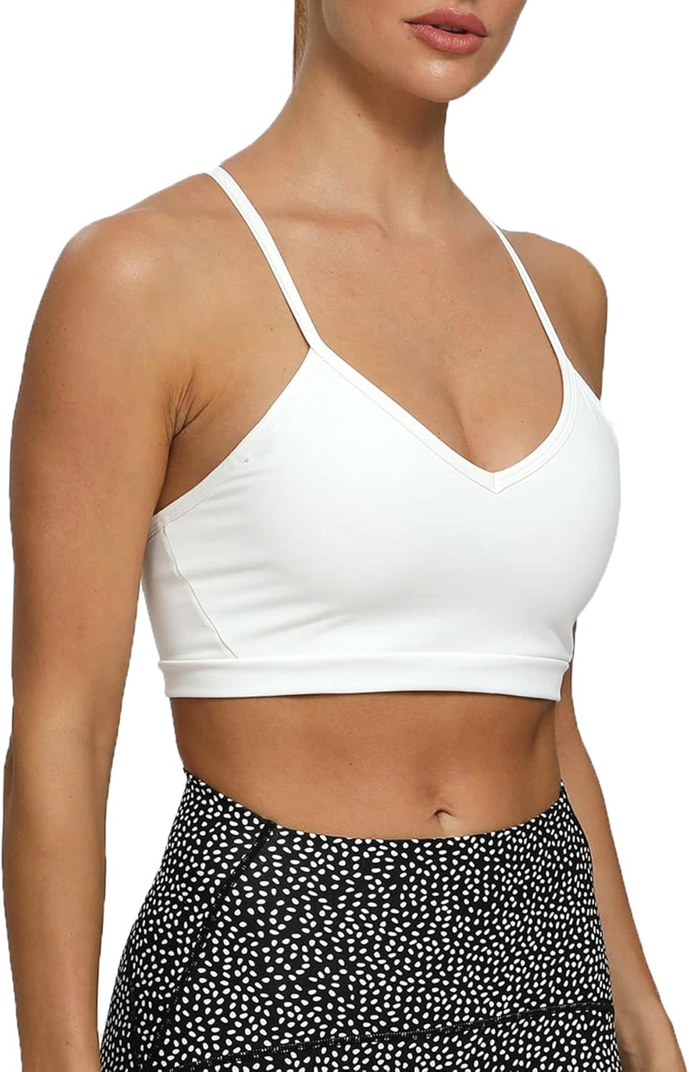 Aoxjox Womens Workout Sports Bras Fitness Backless Padded Cassie Convertible Strappy Bra Yoga Crop Tank TopWhite