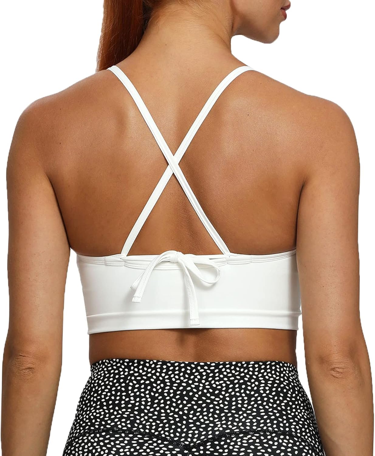 Aoxjox Womens Workout Sports Bras Fitness Backless Padded Cassie Convertible Strappy Bra Yoga Crop Tank TopWhite