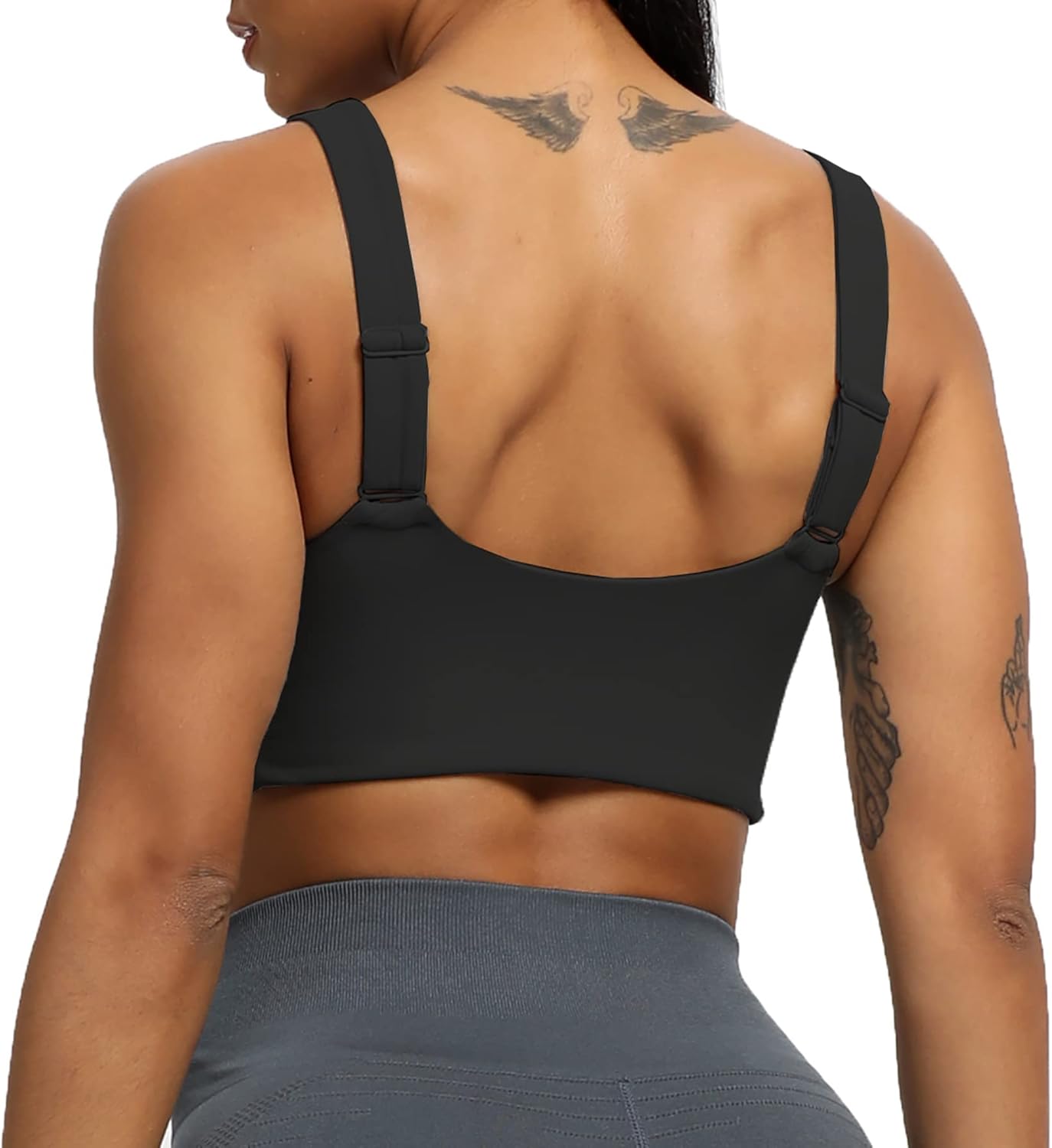Aoxjox Womens Workout Sports Bras Fitness Backless Padded Lilian Adjust Straps Bra Yoga Crop Tank TopBlack