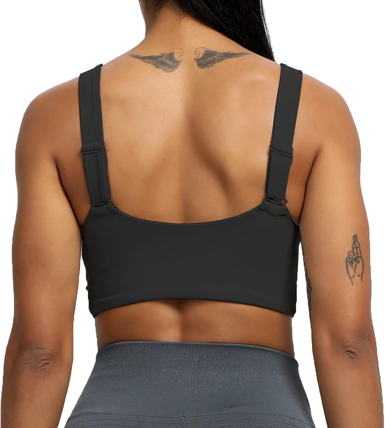 Aoxjox Womens Workout Sports Bras Fitness Backless Padded Lilian Adjust Straps Bra Yoga Crop Tank TopBlack