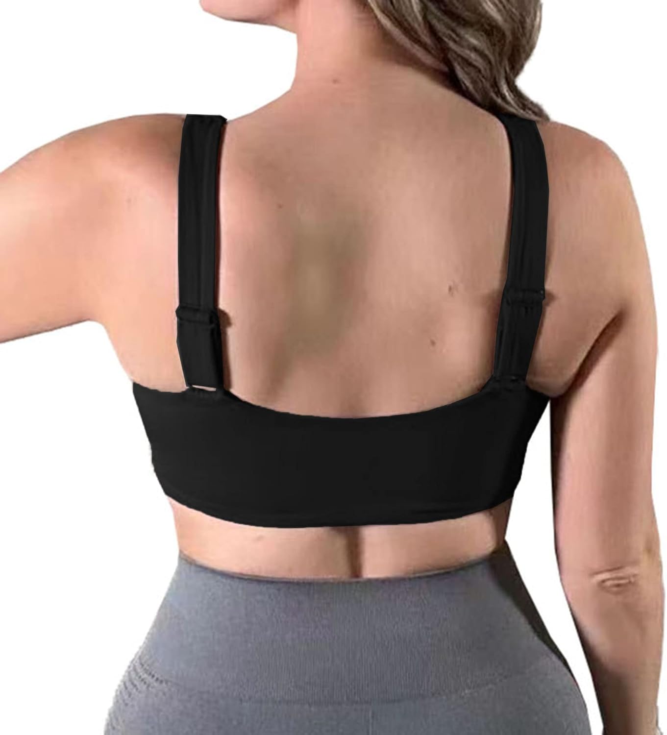 Aoxjox Womens Workout Sports Bras Fitness Backless Padded Lilian Adjust Straps Bra Yoga Crop Tank TopBlack