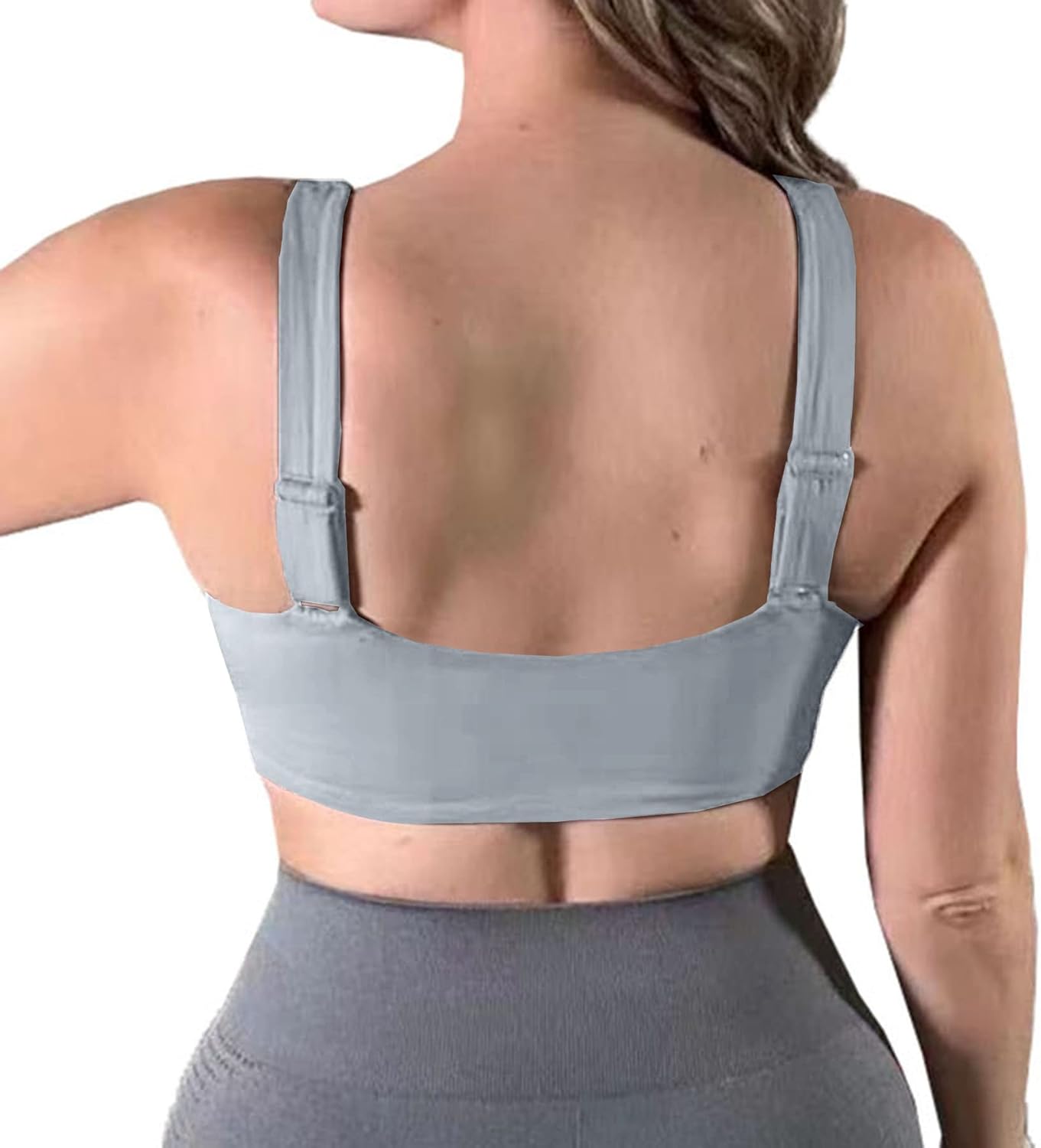 Aoxjox Womens Workout Sports Bras Fitness Backless Padded Lilian Adjust Straps Bra Yoga Crop Tank TopGrey