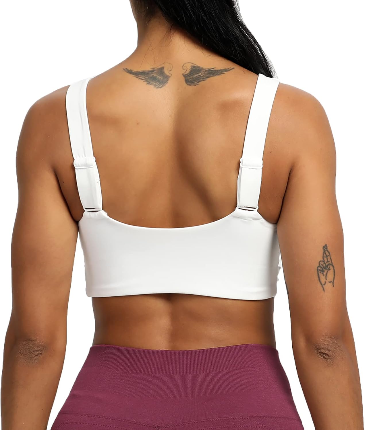 Aoxjox Womens Workout Sports Bras Fitness Backless Padded Lilian Adjust Straps Bra Yoga Crop Tank TopWhite