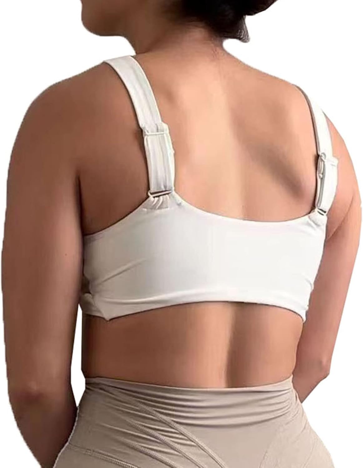 Aoxjox Womens Workout Sports Bras Fitness Backless Padded Lilian Adjust Straps Bra Yoga Crop Tank TopWhite