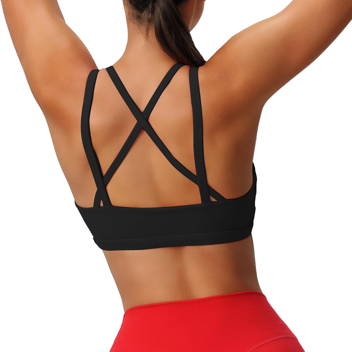 Aoxjox Womens Workout Sports Bras Fitness Backless Padded Rory Ruched Bra Yoga Crop Tank TopBlack