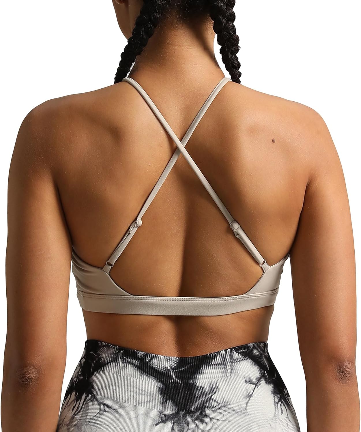 Aoxjox Womens Workout Sports Bras Jamie Deep V Fitness Backless Padded Training Gym Bra Yoga Crop Tank TopMink
