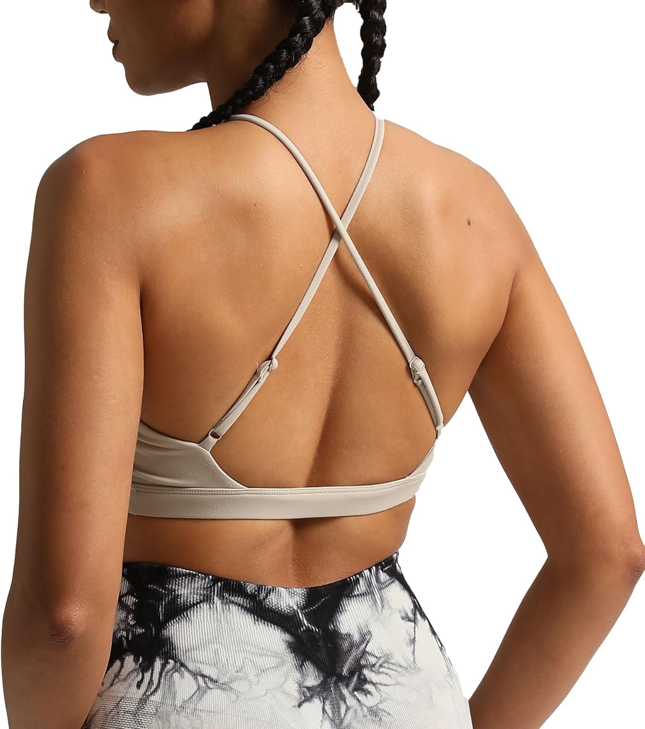 Aoxjox Womens Workout Sports Bras Jamie Deep V Fitness Backless Padded Training Gym Bra Yoga Crop Tank TopMink