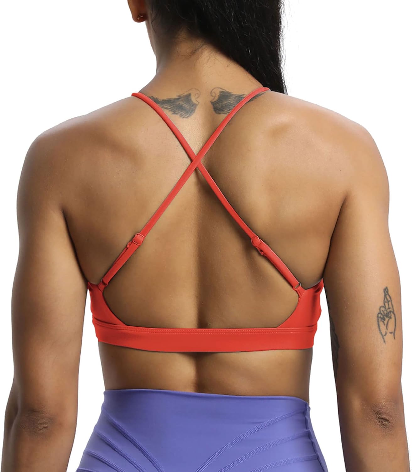Aoxjox Womens Workout Sports Bras Jamie Deep V Fitness Backless Padded Training Gym Bra Yoga Crop Tank TopSpiced Coral