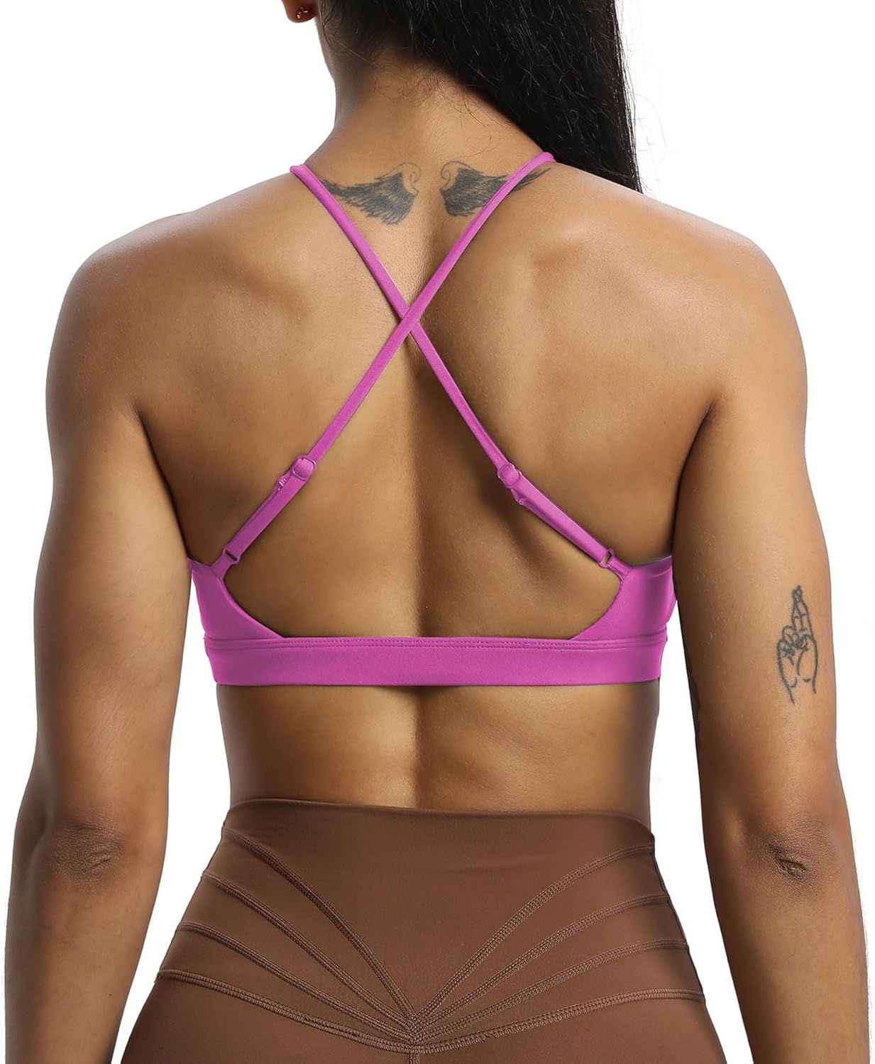 Aoxjox Womens Workout Sports Bras Jamie Deep V Fitness Backless Padded Training Gym Bra Yoga Crop Tank TopSpring Crocus