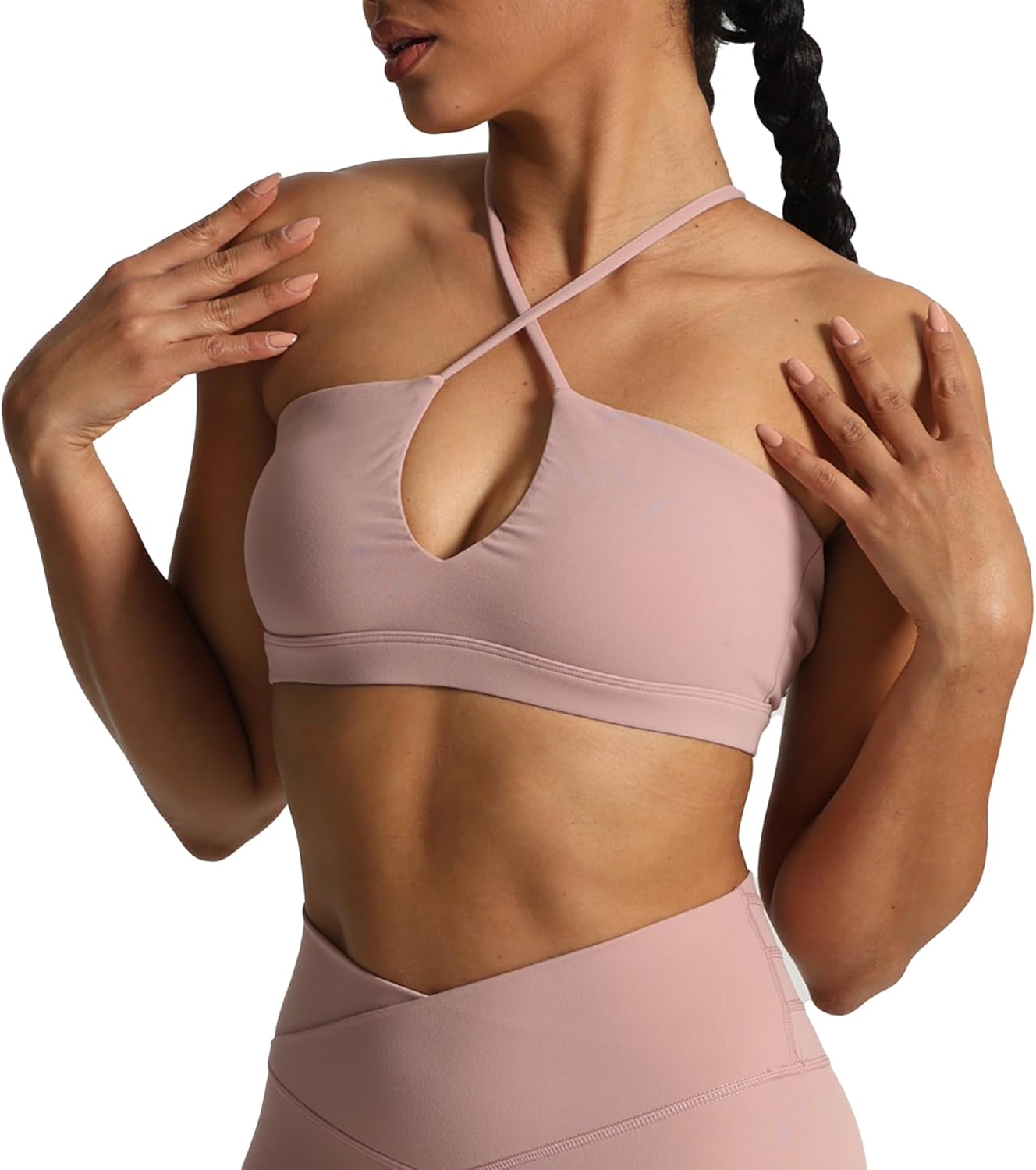 Aoxjox Womens Workout Sports Bras Jamie Deep V Fitness Backless Padded Training Gym Bra Yoga Crop Tank TopWoodrose