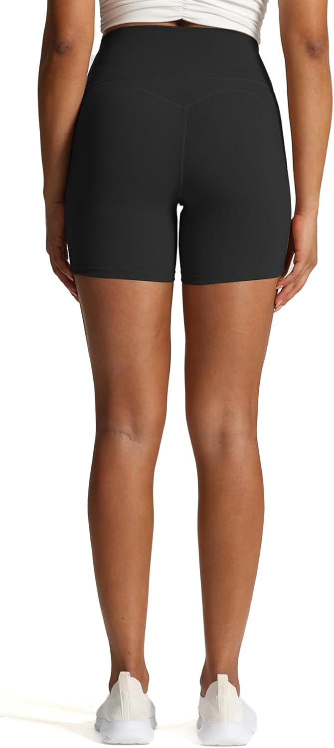 Aoxjox Workout Biker Shorts for Women Tummy Control High Waisted Exercise Geo Gym Yoga Shorts 6quotBlack