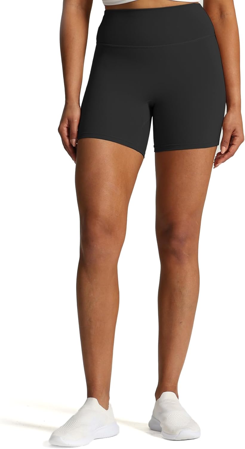 Aoxjox Workout Biker Shorts for Women Tummy Control High Waisted Exercise Geo Gym Yoga Shorts 6quotBlack