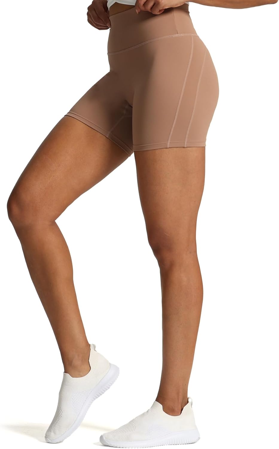 Aoxjox Workout Biker Shorts for Women Tummy Control High Waisted Exercise Geo Gym Yoga Shorts 6quotBrownie
