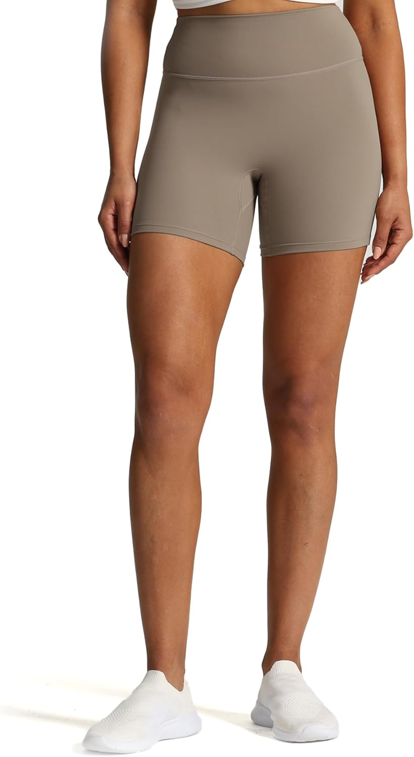 Aoxjox Workout Biker Shorts for Women Tummy Control High Waisted Exercise Geo Gym Yoga Shorts 6quotDriftwood