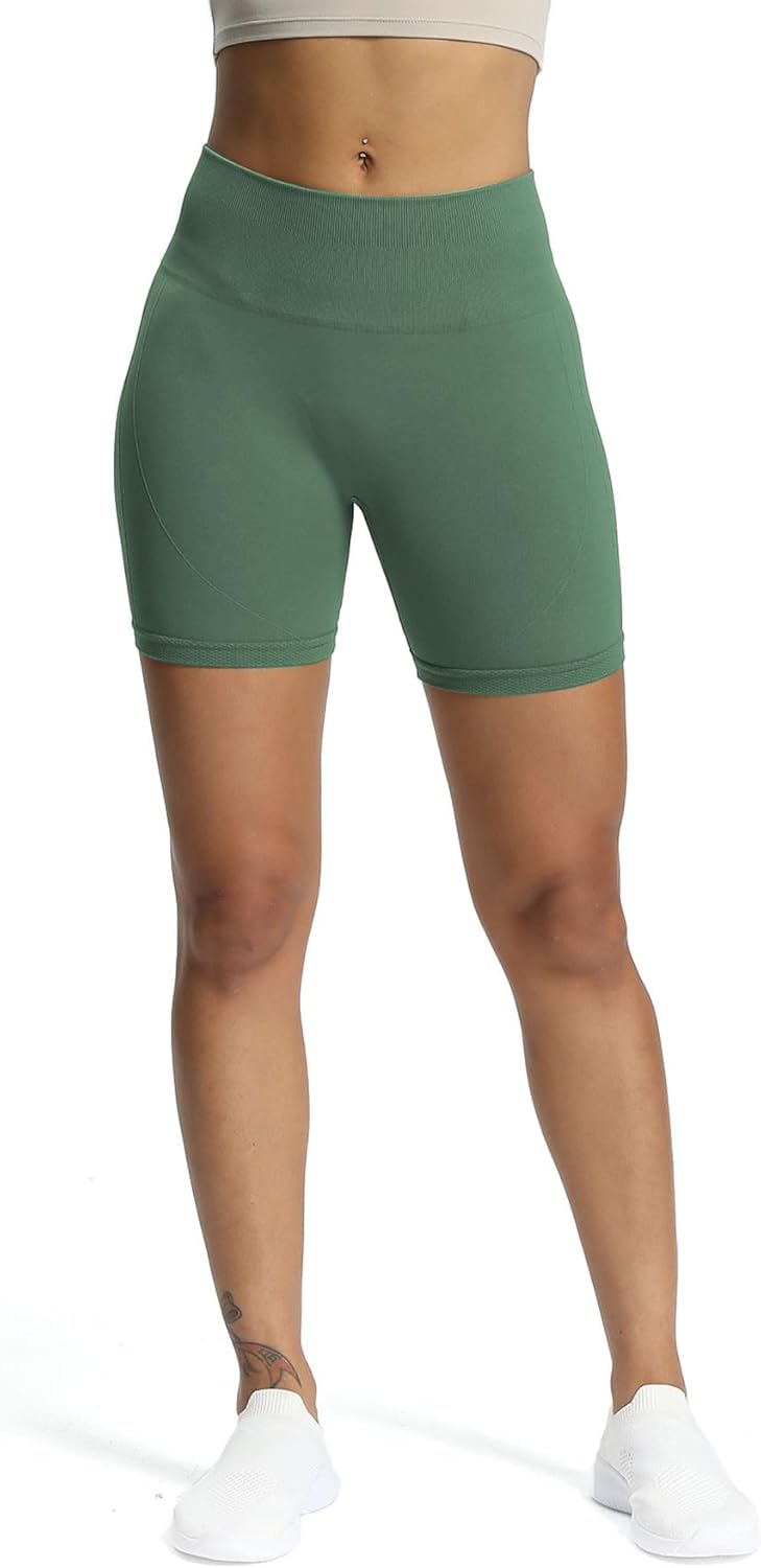 Aoxjox Workout Seamless Biker Shorts for Women High Waisted Exercise Athletic Gym Fitness Yoga Contour Sculpt Shorts 6quotDark Forest
