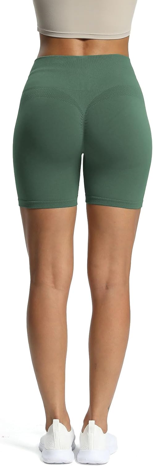 Aoxjox Workout Seamless Biker Shorts for Women High Waisted Exercise Athletic Gym Fitness Yoga Contour Sculpt Shorts 6quotDark Forest