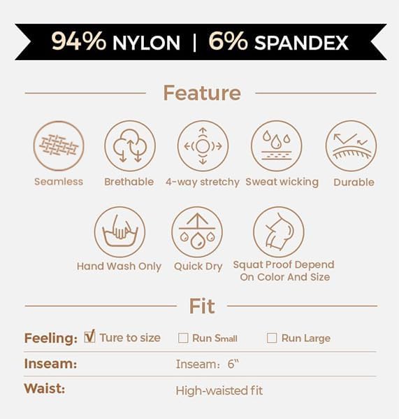 Aoxjox Workout Seamless Biker Shorts for Women High Waisted Exercise Athletic Gym Fitness Yoga Contour Sculpt Shorts 6quotFudge Coffee