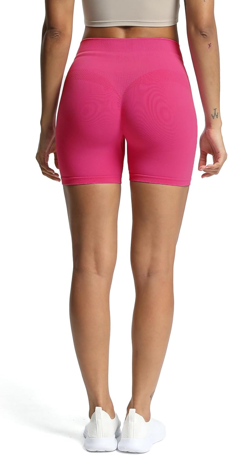 Aoxjox Workout Seamless Biker Shorts for Women High Waisted Exercise Athletic Gym Fitness Yoga Contour Sculpt Shorts 6quotMagenta