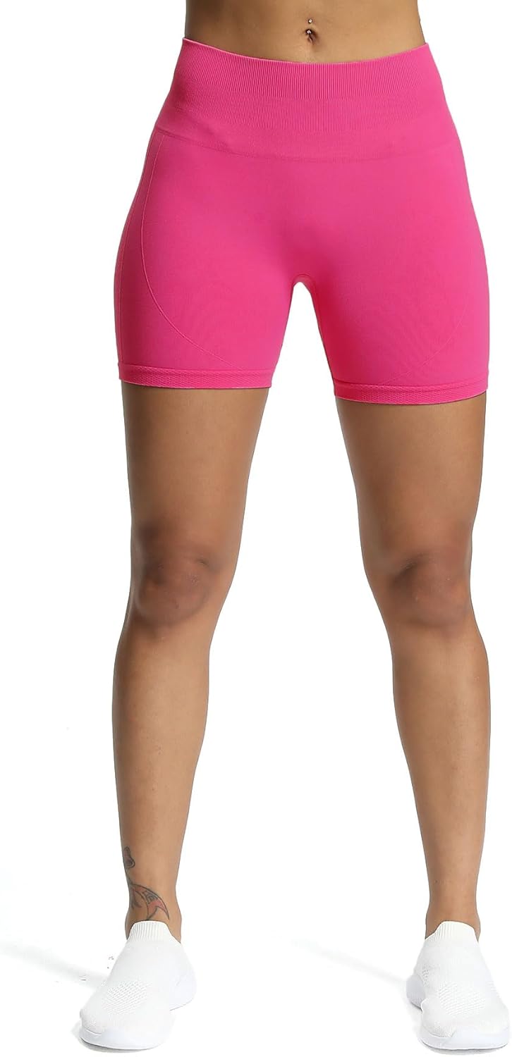 Aoxjox Workout Seamless Biker Shorts for Women High Waisted Exercise Athletic Gym Fitness Yoga Contour Sculpt Shorts 6quotMagenta