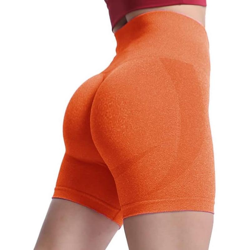 Aoxjox Contour Seamless Shorts for Women High Waist Workout Shorts Gym Biker Shorts Booty Running Yoga Shorts 5quotA Burnt Orange Marl Not Squat Proof But Cute