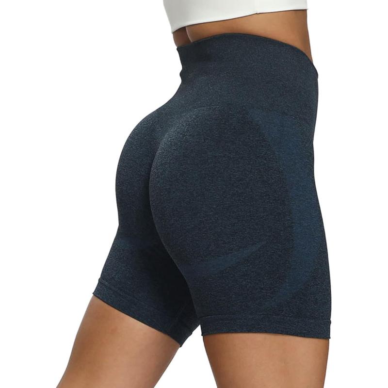 Aoxjox Contour Seamless Shorts for Women High Waist Workout Shorts Gym Biker Shorts Booty Running Yoga Shorts 5quotA Navy Marl