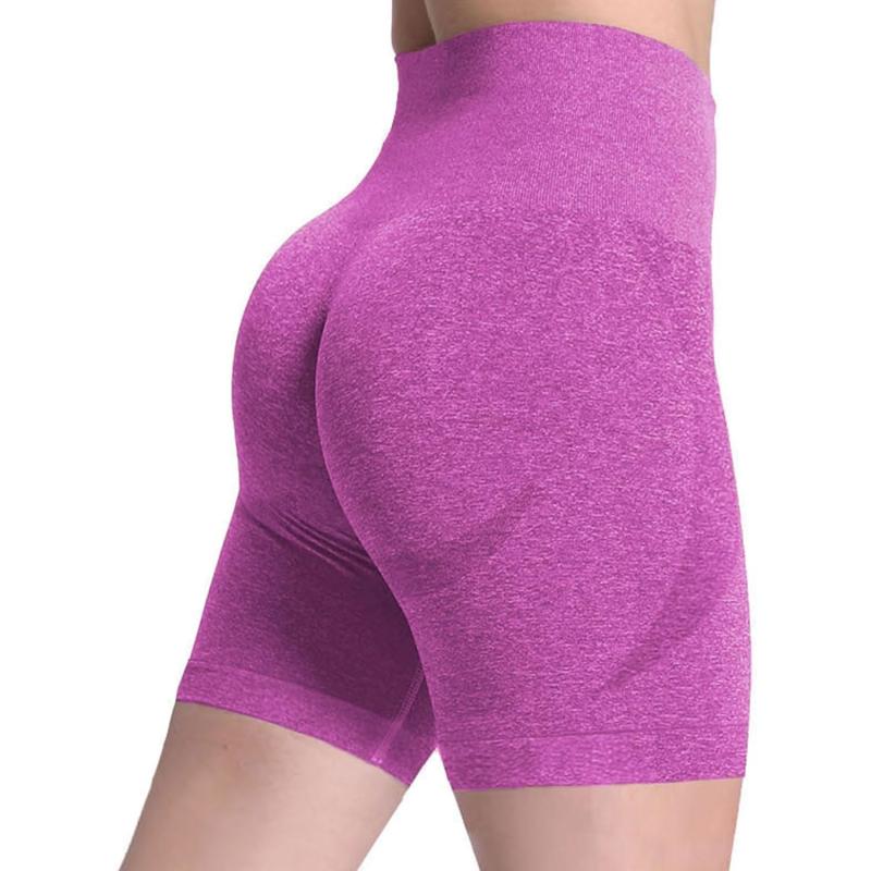 Aoxjox Contour Seamless Shorts for Women High Waist Workout Shorts Gym Biker Shorts Booty Running Yoga Shorts 5quotCattleya Purple Marl