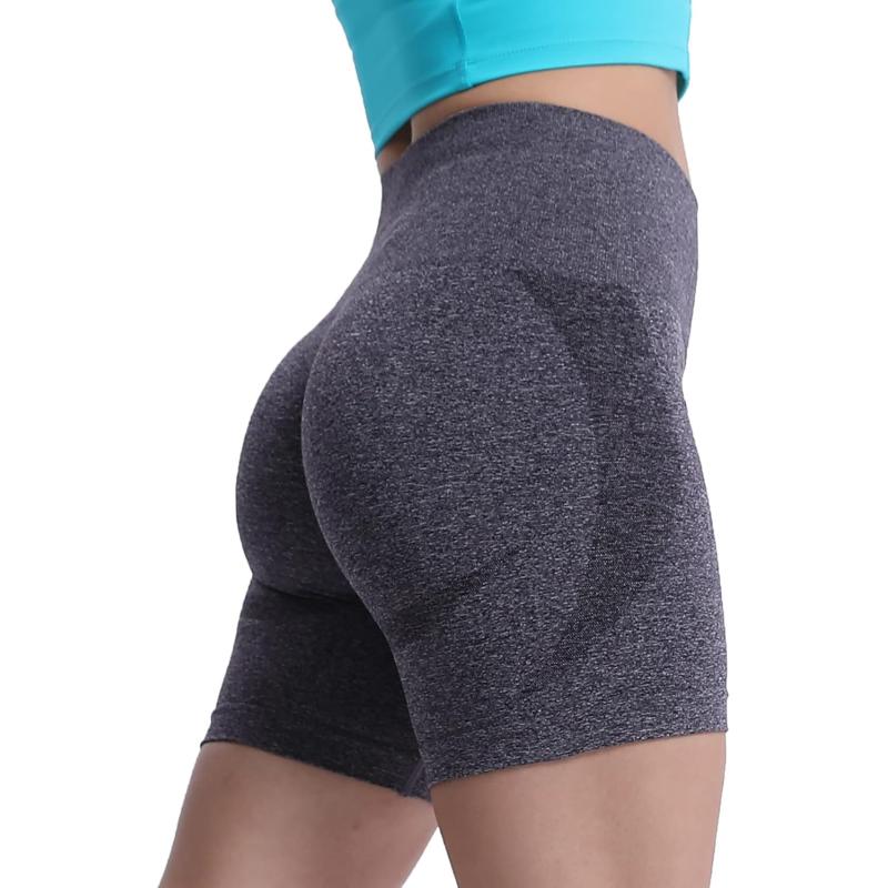 Aoxjox Contour Seamless Shorts for Women High Waist Workout Shorts Gym Biker Shorts Booty Running Yoga Shorts 5quotDark Coffee Marl