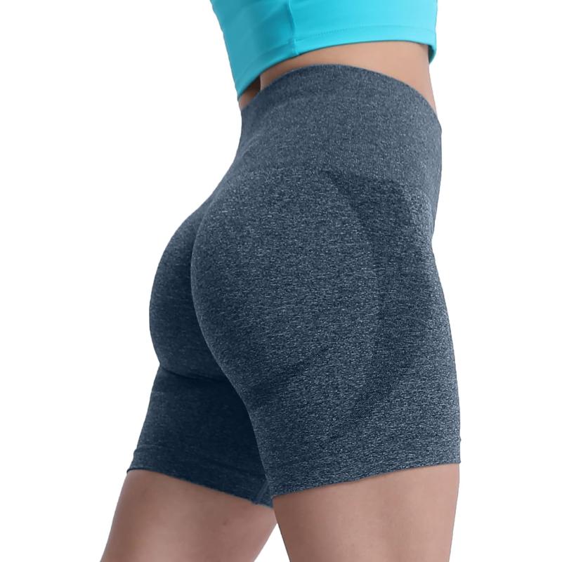 Aoxjox Contour Seamless Shorts for Women High Waist Workout Shorts Gym Biker Shorts Booty Running Yoga Shorts 5quotDeep Teal Marl