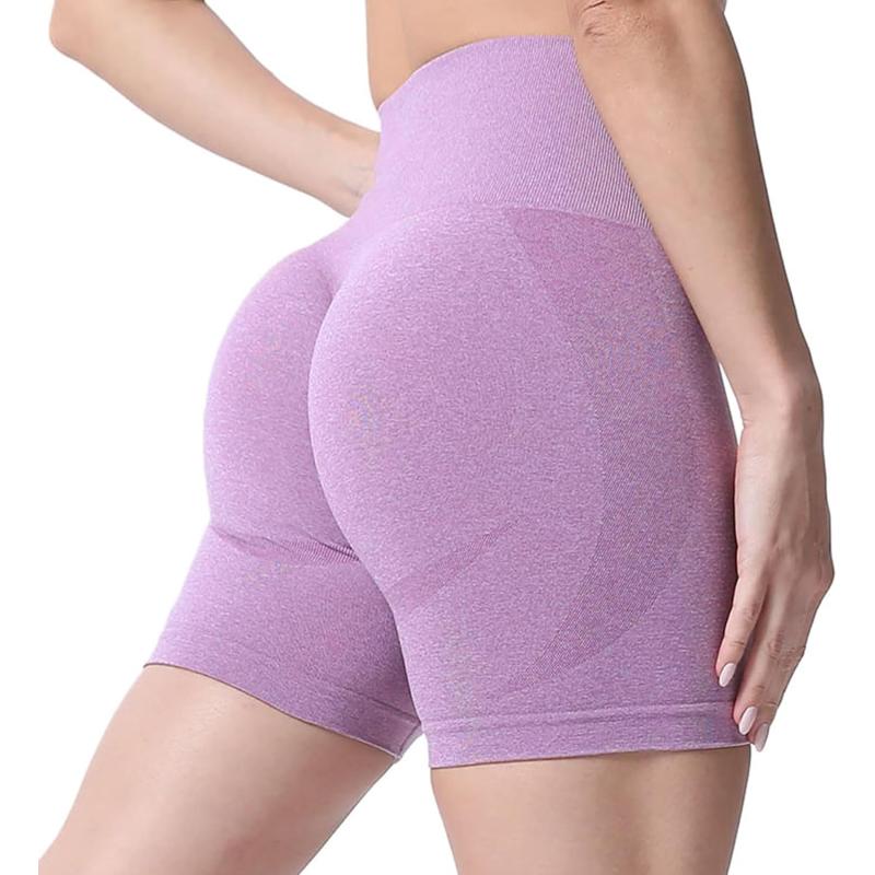Aoxjox Contour Seamless Shorts for Women High Waist Workout Shorts Gym Biker Shorts Booty Running Yoga Shorts 5quotLupine Marl