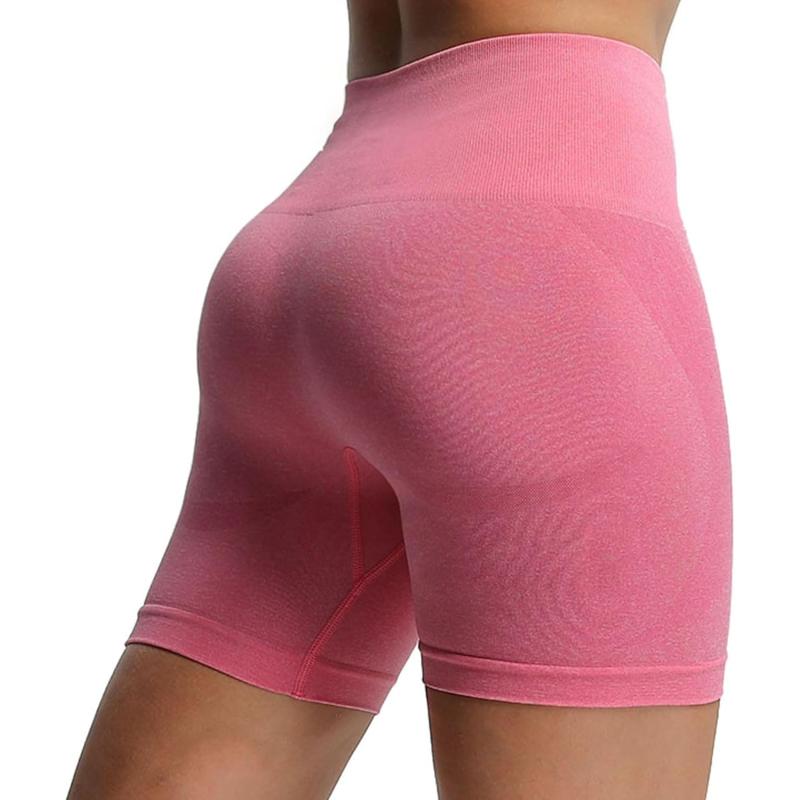 Aoxjox Contour Seamless Shorts for Women High Waist Workout Shorts Gym Biker Shorts Booty Running Yoga Shorts 5quotPink Cosmos Marl