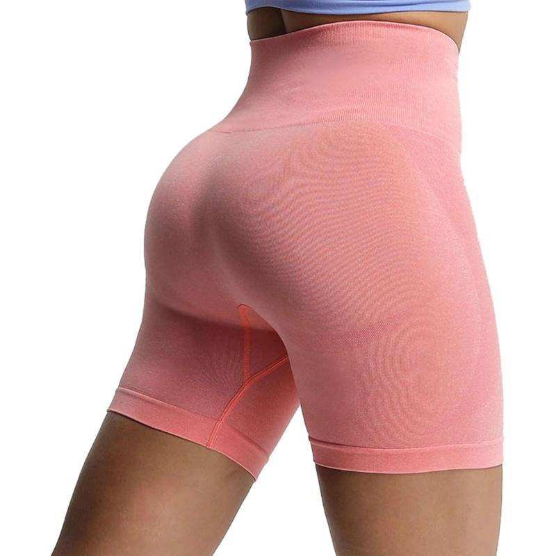 Aoxjox Contour Seamless Shorts for Women High Waist Workout Shorts Gym Biker Shorts Booty Running Yoga Shorts 5quotSalmon Rose Marl