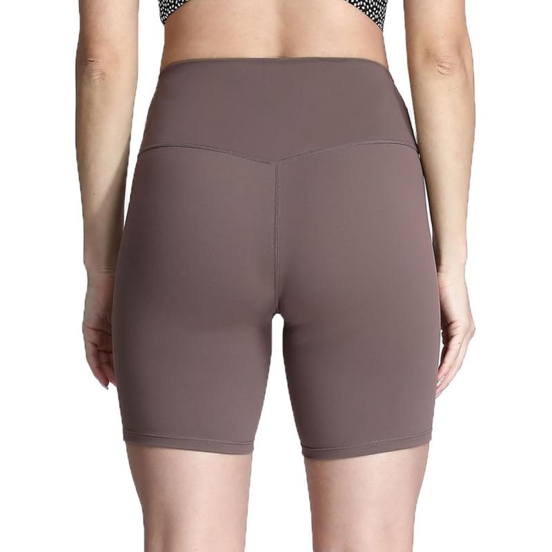 Aoxjox Metamorph Workout Biker Shorts for Women Tummy Control High Waisted Athletic Gym Running Deep V Yoga Shorts 6quotActive Coffee