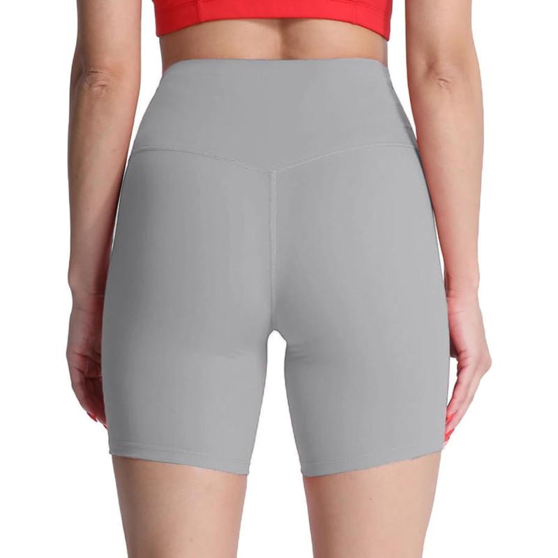 Aoxjox Metamorph Workout Biker Shorts for Women Tummy Control High Waisted Athletic Gym Running Deep V Yoga Shorts 6quotActive Grey