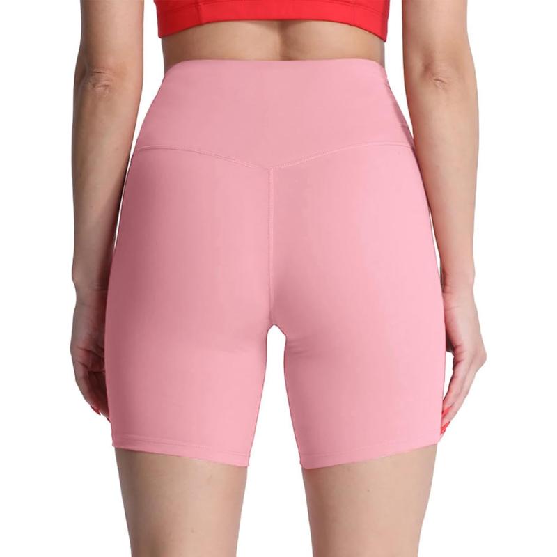 Aoxjox Metamorph Workout Biker Shorts for Women Tummy Control High Waisted Athletic Gym Running Deep V Yoga Shorts 6quotActive Pink