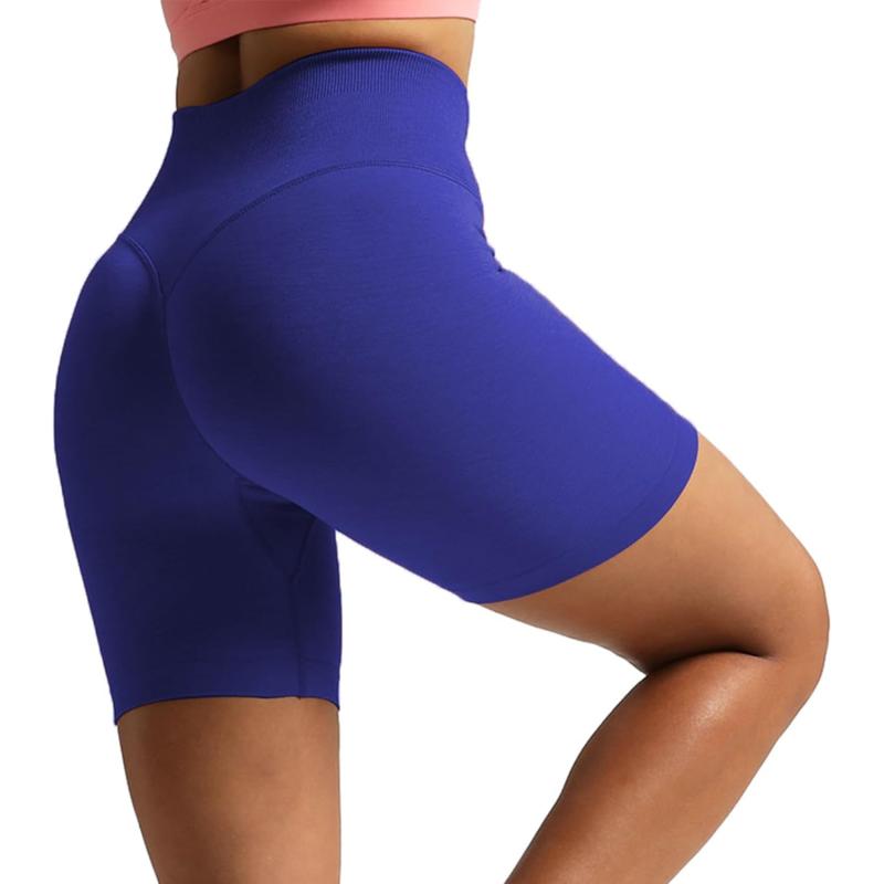 Aoxjox Metamorph Workout Biker Shorts for Women Tummy Control High Waisted Athletic Gym Running Deep V Yoga Shorts 6quotBluing Marl