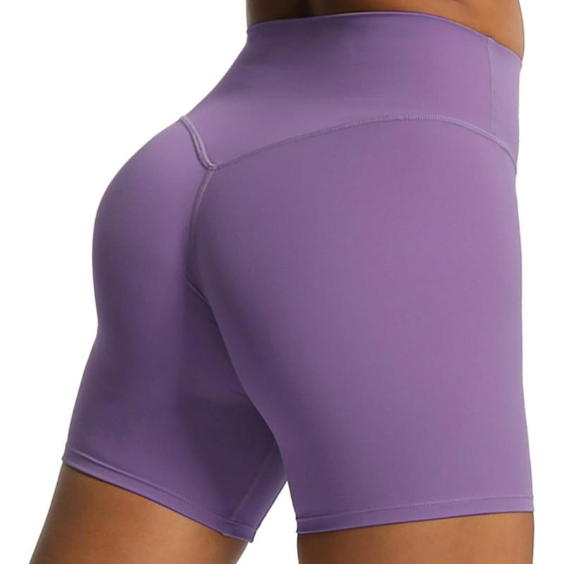 Aoxjox Metamorph Workout Biker Shorts for Women Tummy Control High Waisted Athletic Gym Running Deep V Yoga Shorts 6quotChive Blossom