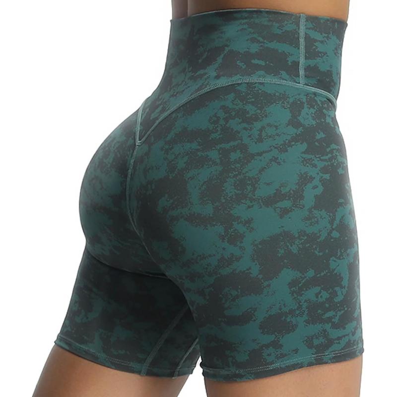 Aoxjox Metamorph Workout Biker Shorts for Women Tummy Control High Waisted Athletic Gym Running Deep V Yoga Shorts 6quotCloud Dark Green