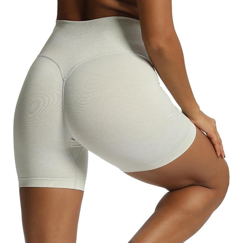 Aoxjox Metamorph Workout Biker Shorts for Women Tummy Control High Waisted Athletic Gym Running Deep V Yoga Shorts 6quotGreen Tint Marl