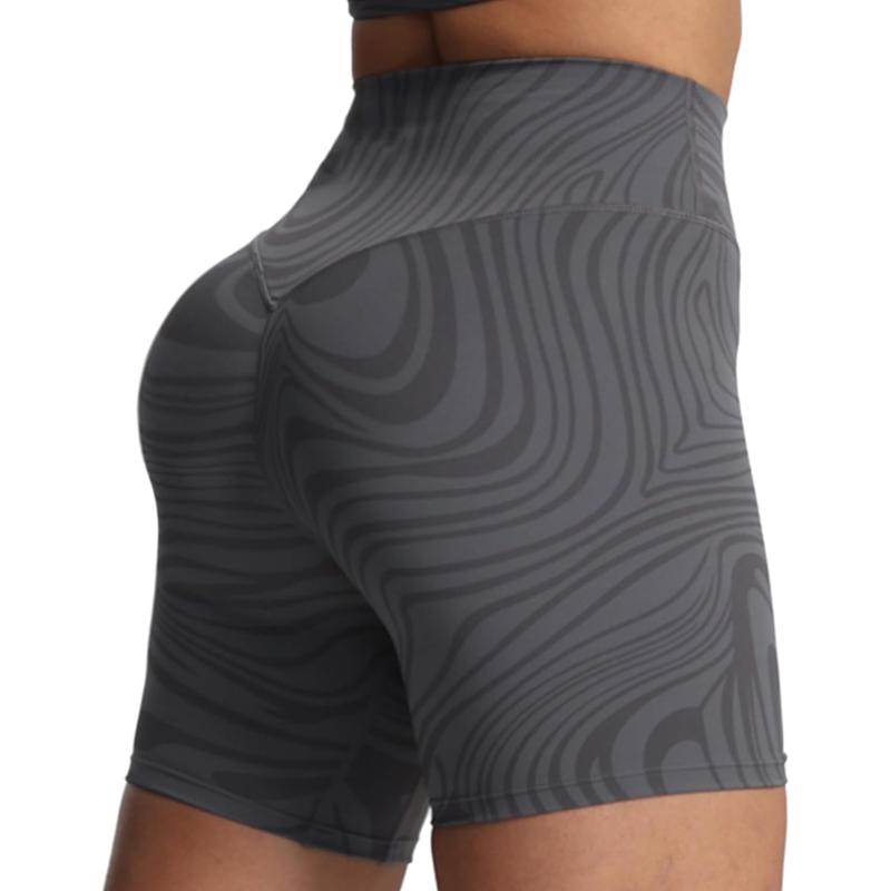 Aoxjox Metamorph Workout Biker Shorts for Women Tummy Control High Waisted Athletic Gym Running Deep V Yoga Shorts 6quotGrey Swirl
