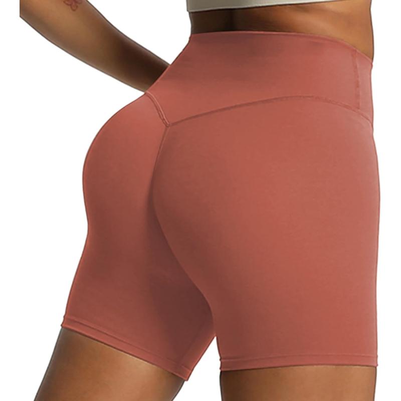Aoxjox Metamorph Workout Biker Shorts for Women Tummy Control High Waisted Athletic Gym Running Deep V Yoga Shorts 6quotRust Red