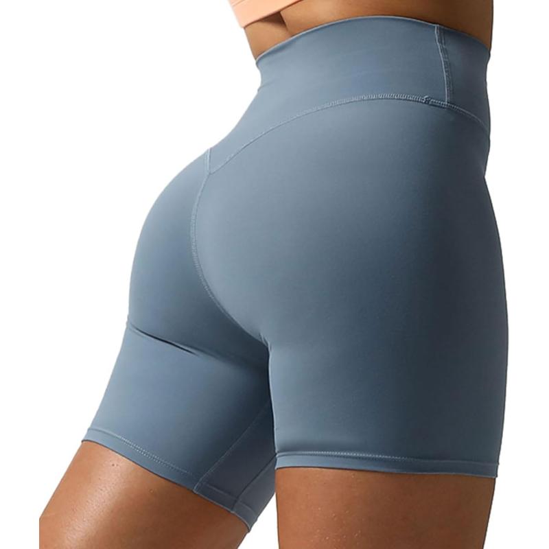 Aoxjox Metamorph Workout Biker Shorts for Women Tummy Control High Waisted Athletic Gym Running Deep V Yoga Shorts 6quotSteel Blue