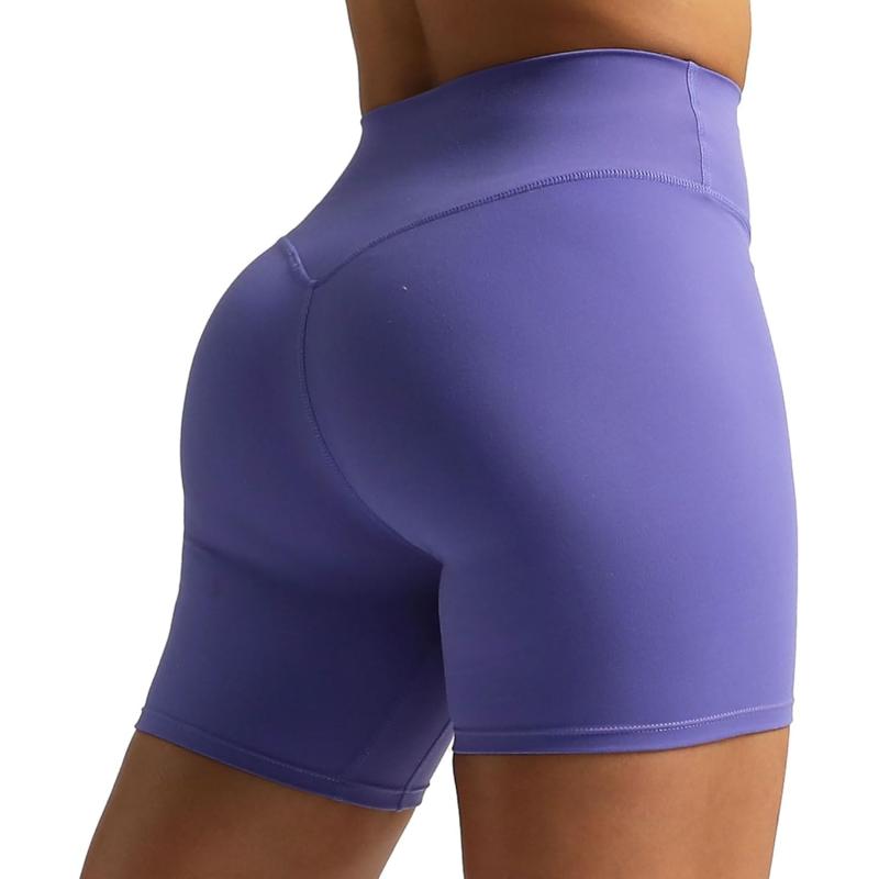 Aoxjox Metamorph Workout Biker Shorts for Women Tummy Control High Waisted Athletic Gym Running Deep V Yoga Shorts 6quotViolet