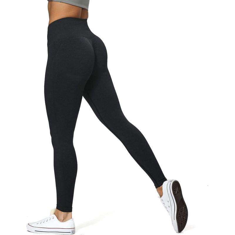 Aoxjox Scrunch Seamless Leggings for Women High Waisted Tummy Control 20 Smile Contour Workout Leggings Yoga Pants 24quotBlack